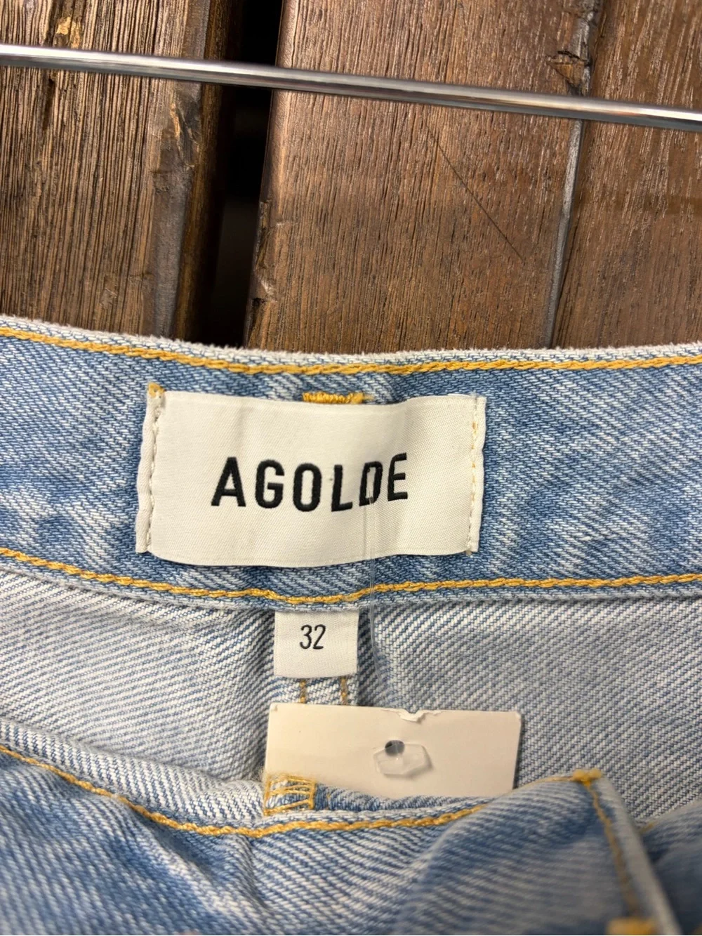 AGOLDE Designer High Rise Parker Long Relaxed Denim Short Size 32